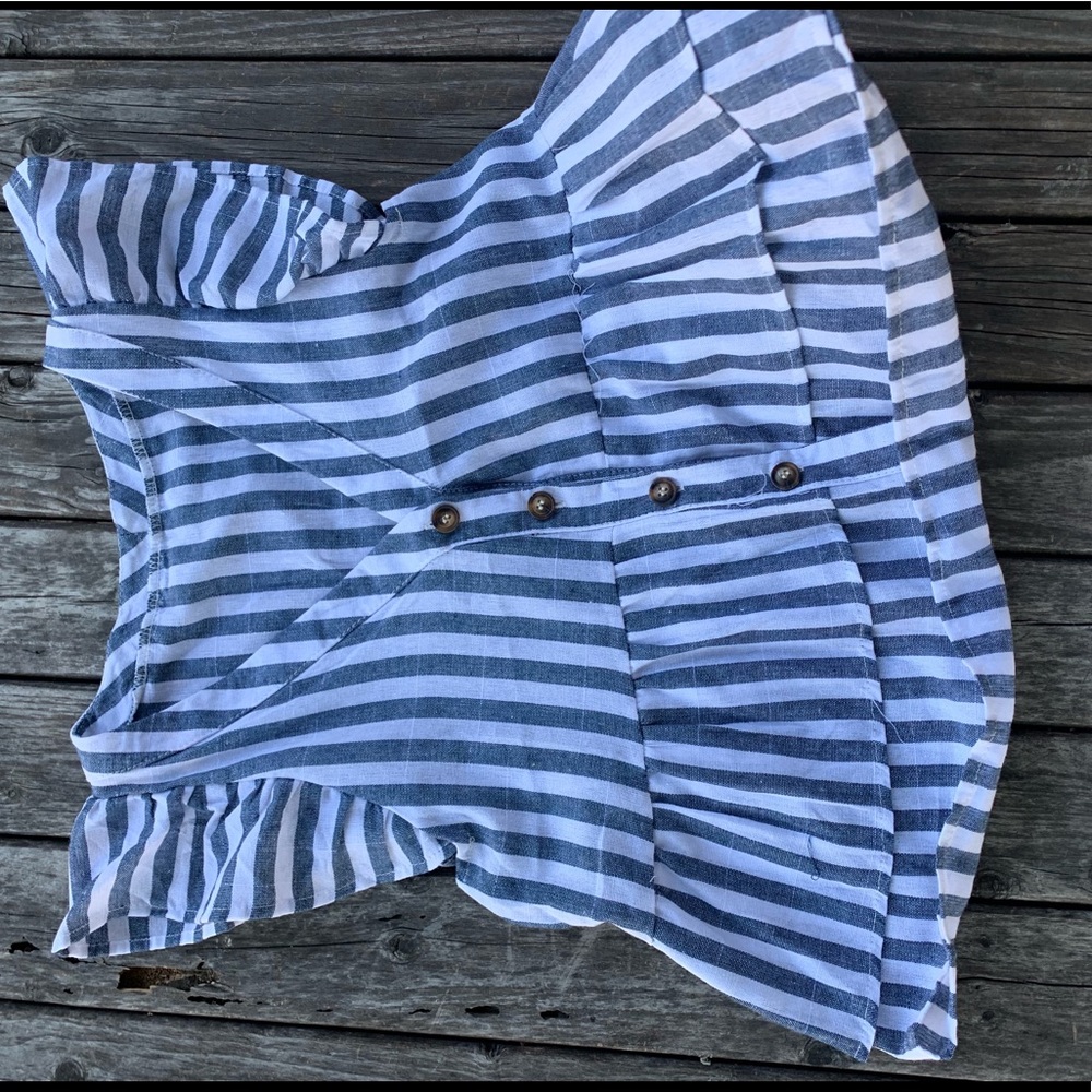 Striped blue and white blouse tank top